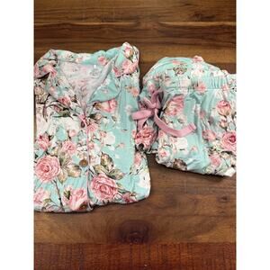 POSH PEANUT Women’s Floral Print Pajama Set XL Bamboo